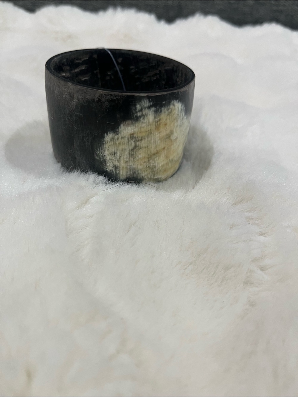 Authentic Buffalo Horn Cuff and Cream Horn Accent Bangle